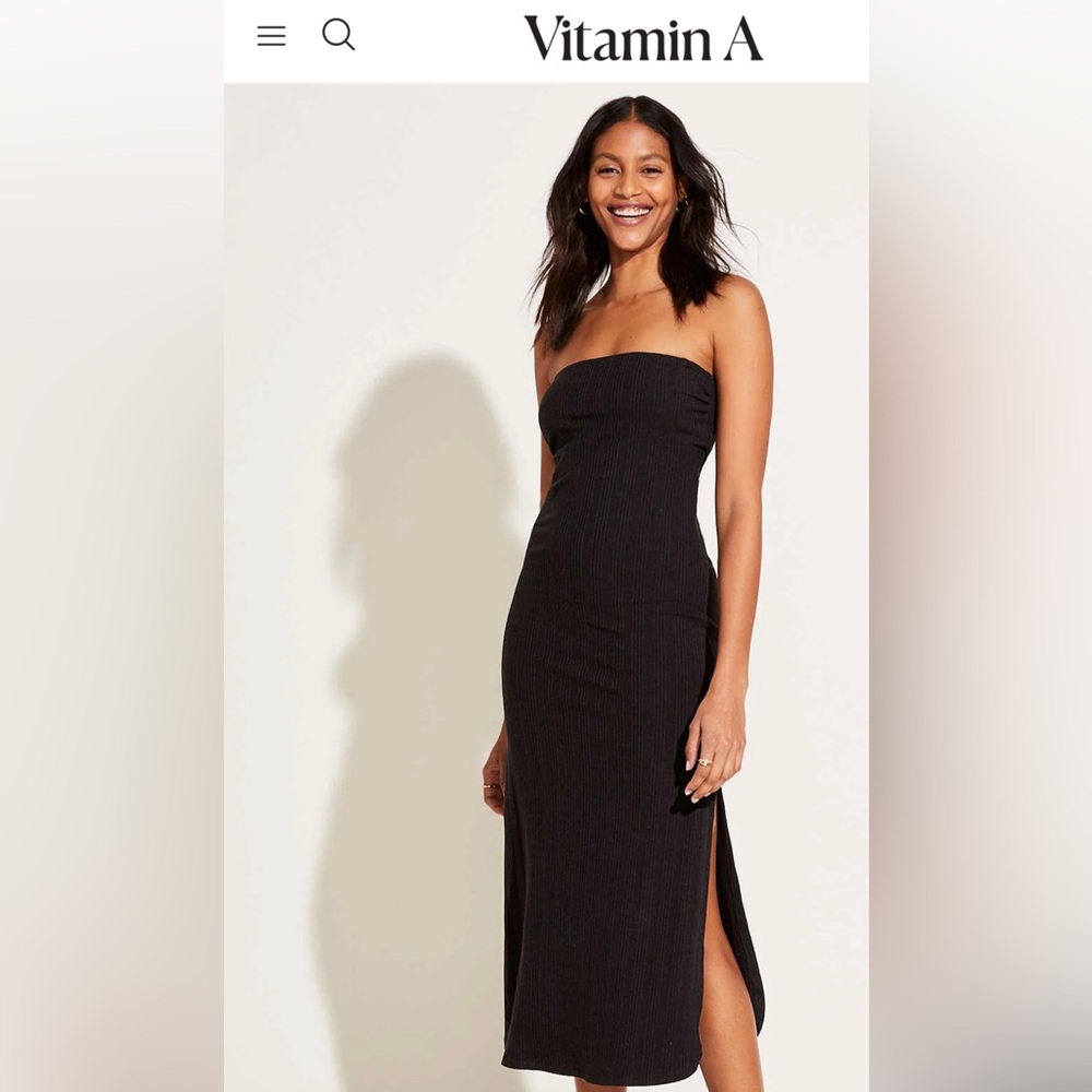 Vitamin A Black Strapless Midi Dress